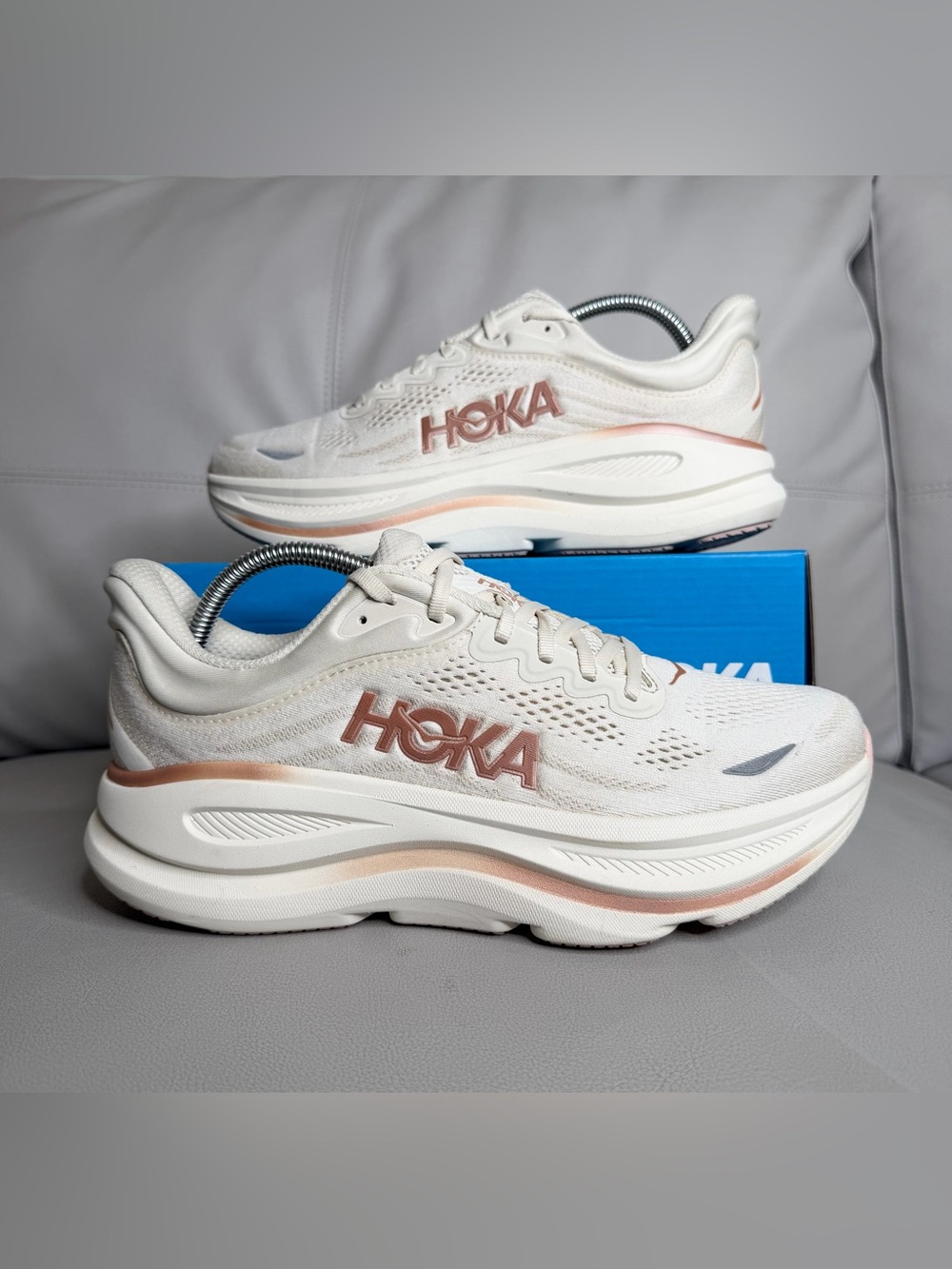 Hoka Bondi 9 Oat Milk Rose Gold Athletic Running Shoes Sneakers Women’s Size 9.5